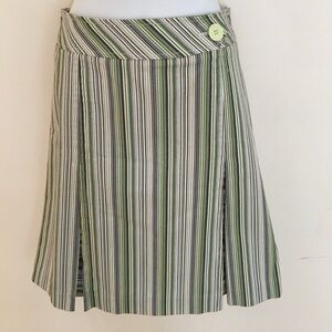 A Line pleats Green strips skirt